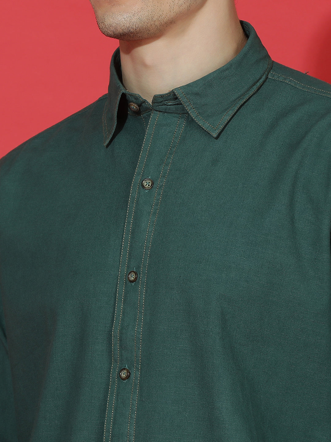 Denim Regular Fit Full Sleeve Cutaway Collar Casual Shirt