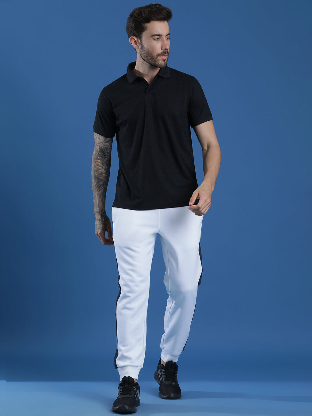 Dryfit Polyester Jacquard Textured Polo Neck Half Sleeve T-Shirt
