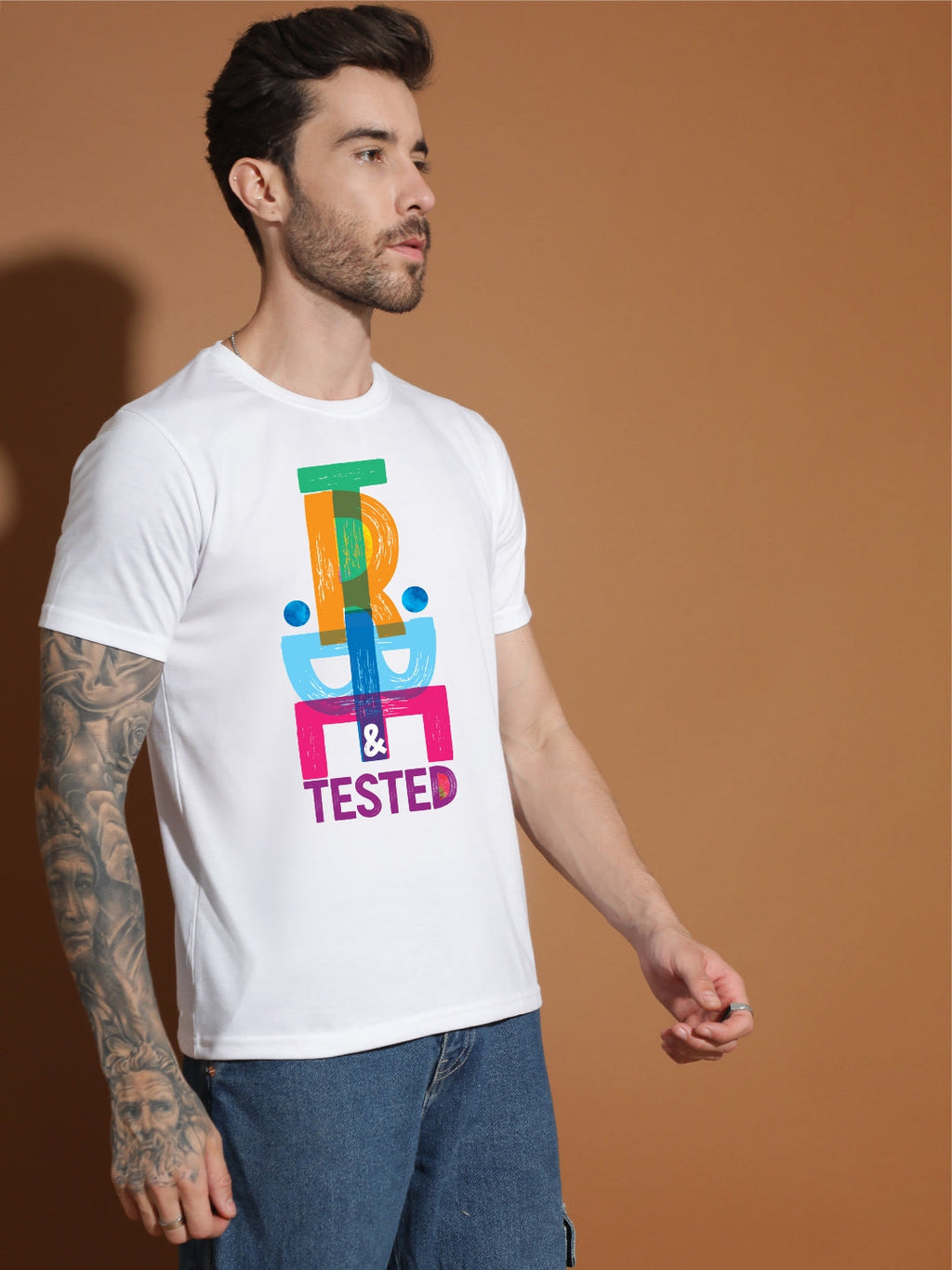 Breezer Tribe Men’s Cotton Single Jersey Round Neck Regular Fit Printed Half Sleeve Casual T-Shirt