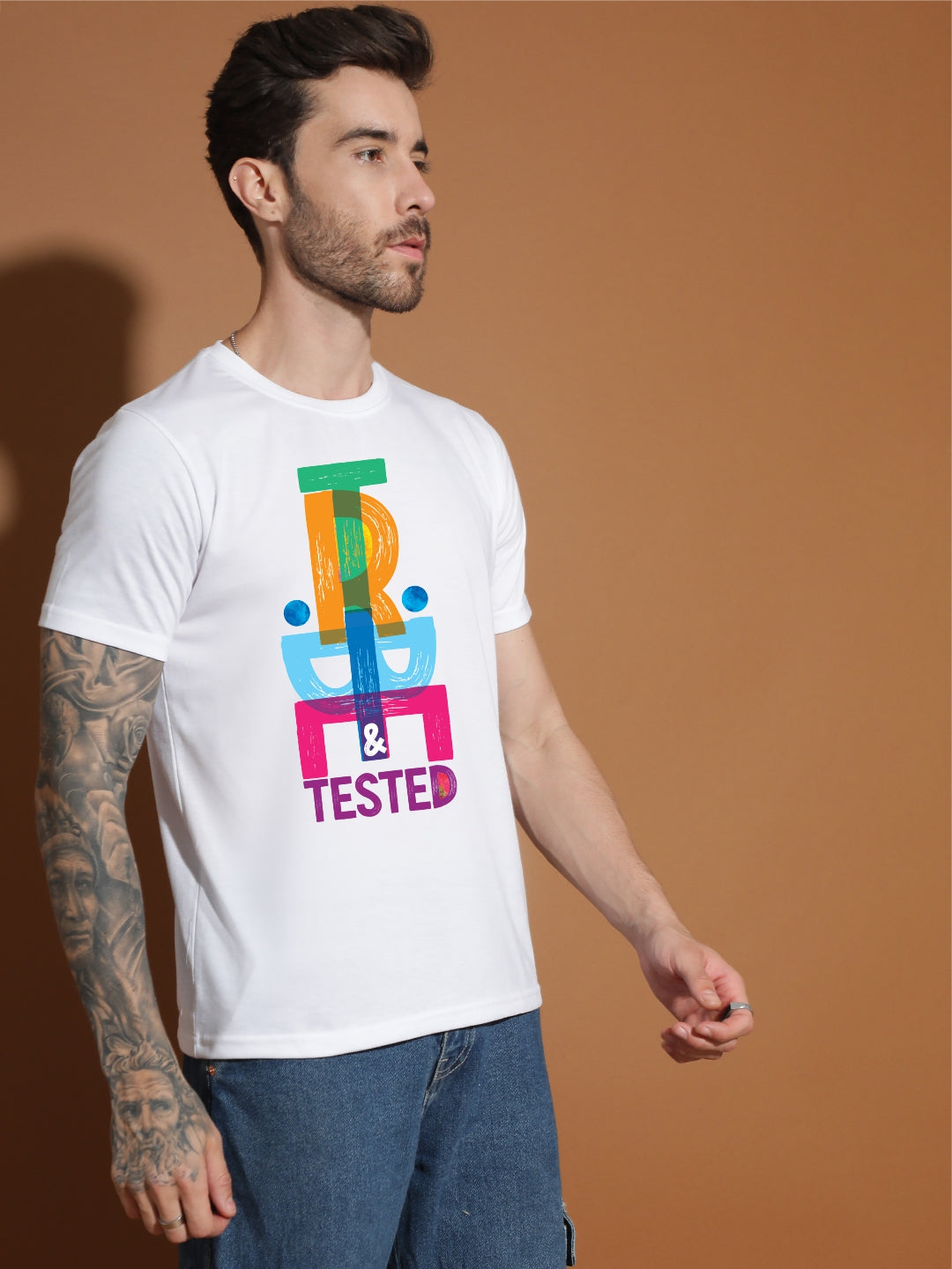 Breezer Tribe Men’s Cotton Single Jersey Round Neck Regular Fit Printed Half Sleeve Casual T-Shirt