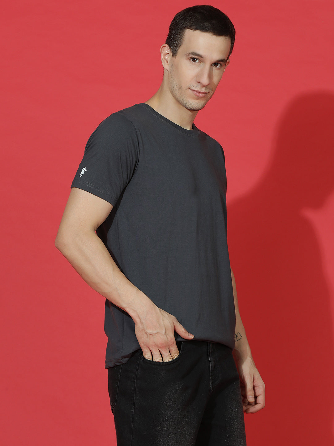 Single Jersey Round Neck Regular Fit Half Sleeve Casual T-Shirt