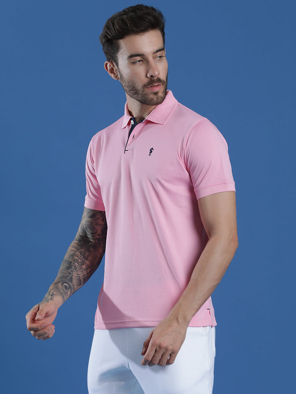 Dryfit Textured Structured Polo Neck Half Sleeve Casual T-Shirt