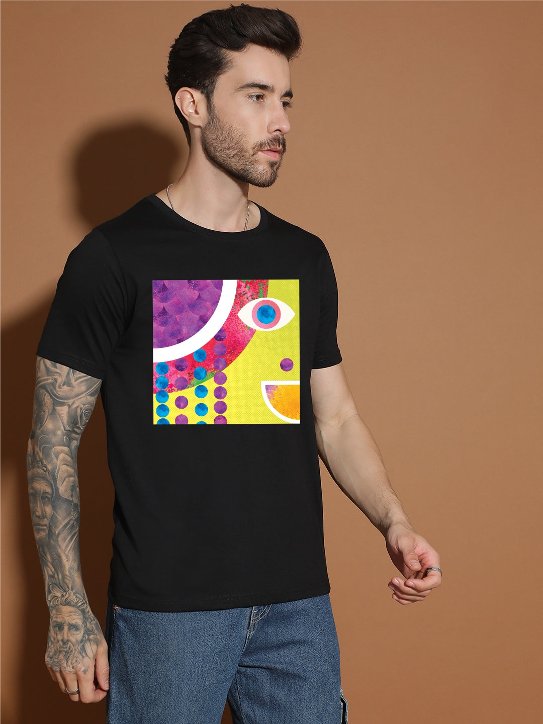 Breezer Tribe Cotton Printed Casual T-Shirt for Men | Round Neck, Half Sleeves, Regular Fit