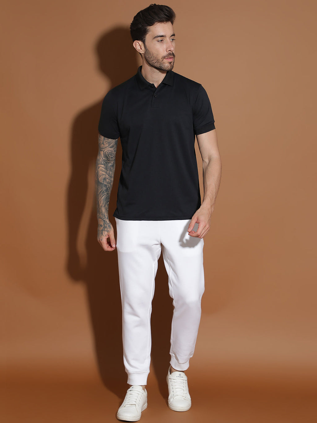Dryfit Micro Polyester Textured Polo Neck Slim Fit Half Sleeve T-Shirt