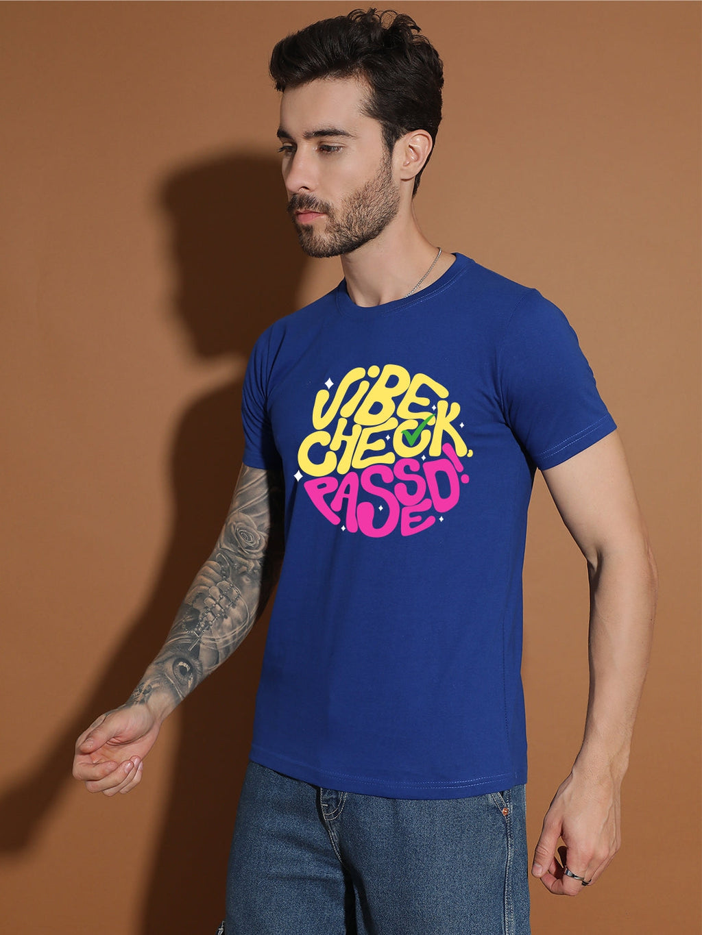 Breezer Tribe White Round Neck Cotton T-Shirt for Men | Regular Fit, Half Sleeves, Casual Printed Style