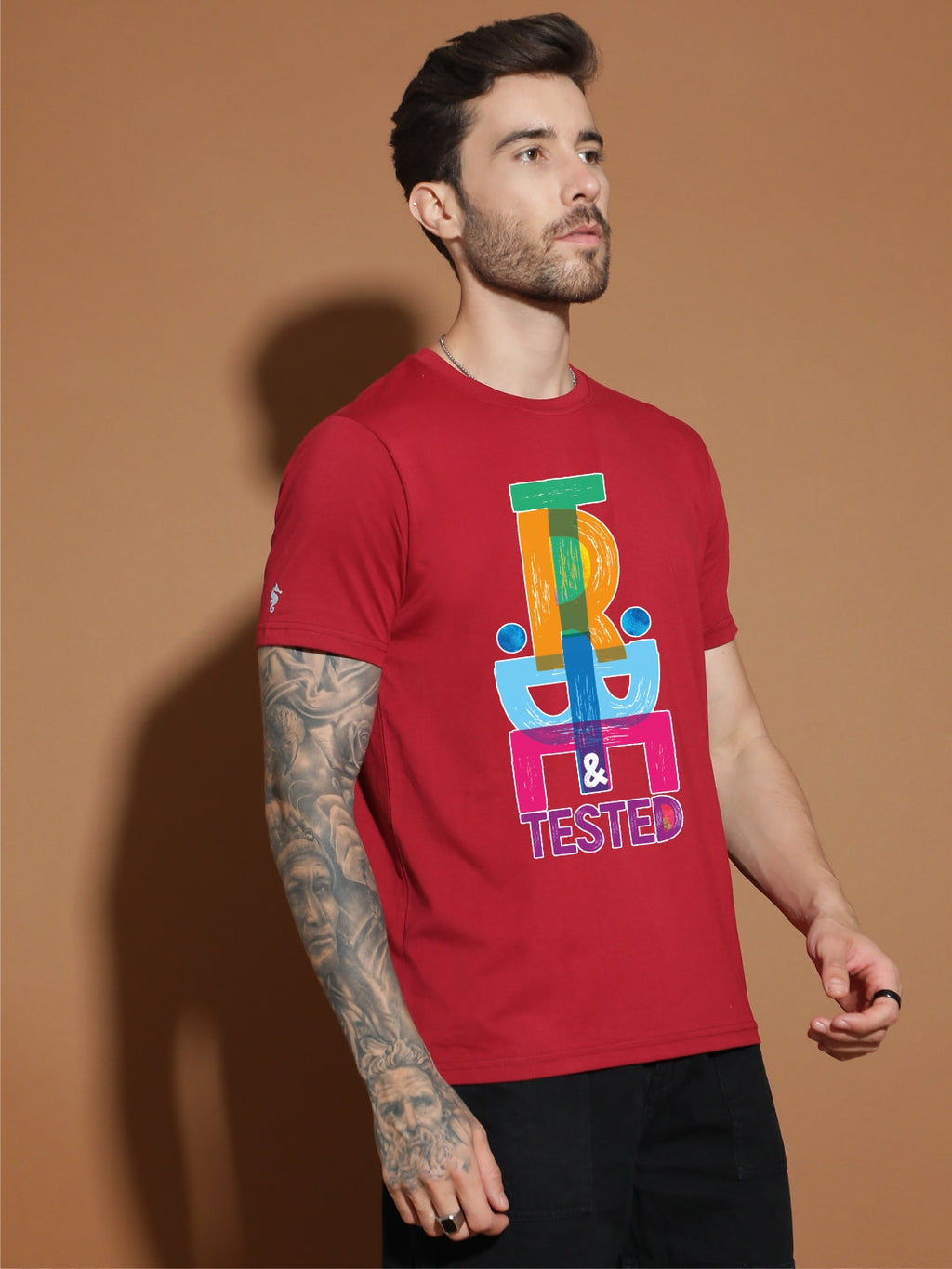 Breezer Tribe Men’s Cotton Single Jersey Round Neck Regular Fit Printed Half Sleeve Casual T-Shirt