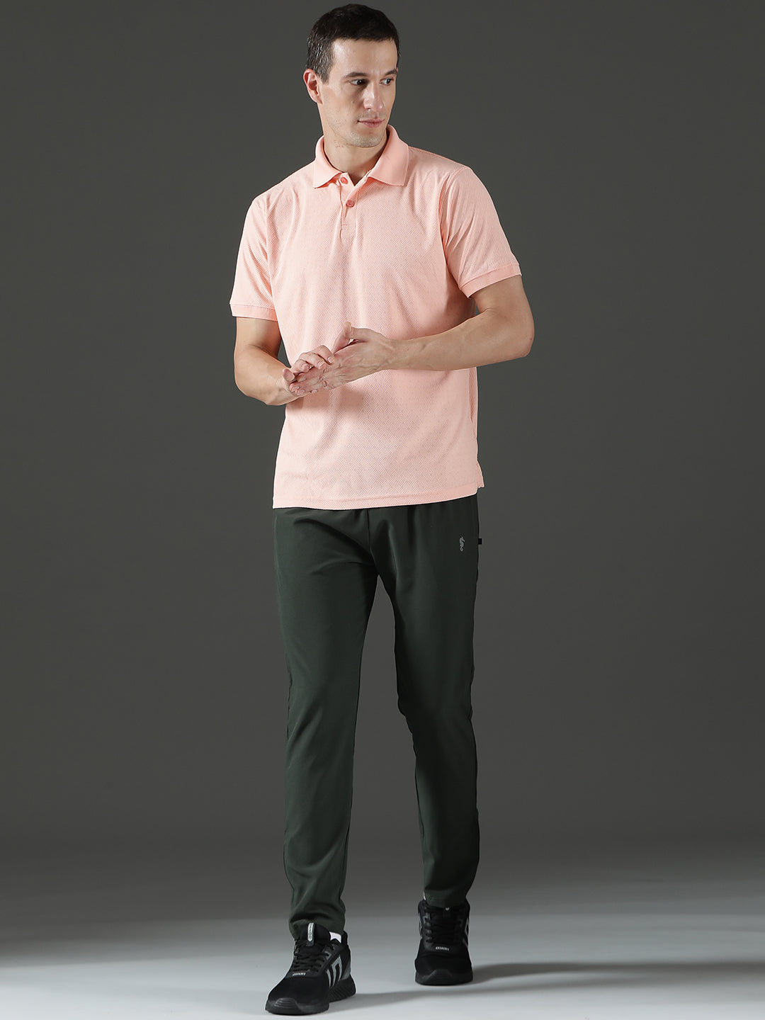 Dryfit Polyester Jacquard Textured Polo Neck Half Sleeve T-Shirt