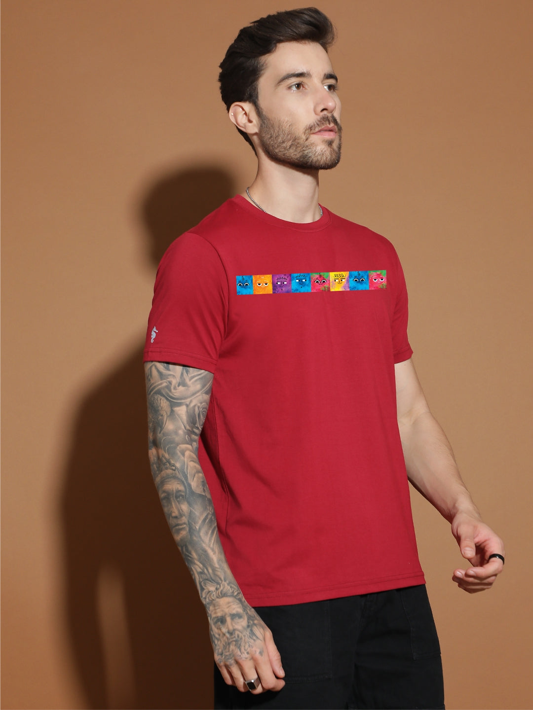 Breezer Tribe Men’s Cotton Jersey Half Sleeve Round Neck Regular Fit Printed Casual Tee