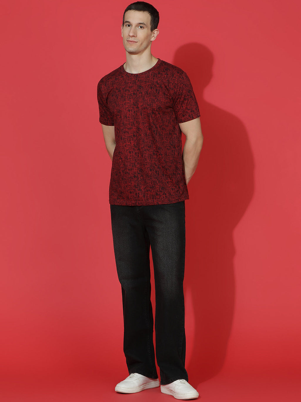 Single Jersey Round Neck Slim Fit Printed Half Sleeve T-Shirt