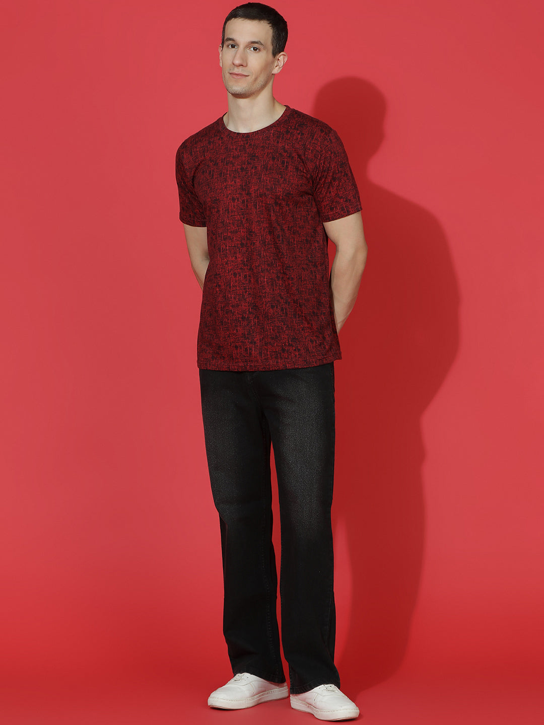 Single Jersey Round Neck Slim Fit Printed Half Sleeve T-Shirt