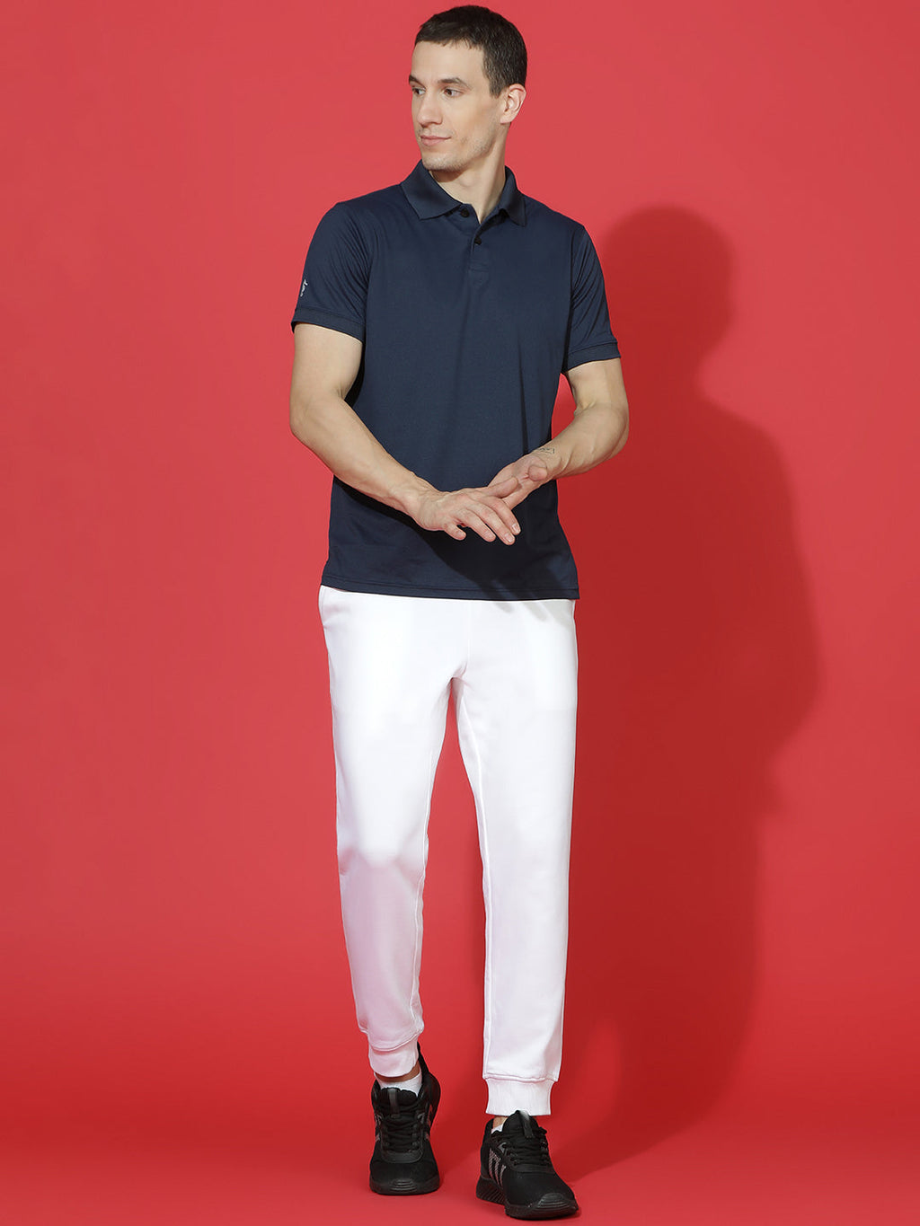 Dryfit Micro Polyester Textured Polo Neck Slim Fit Half Sleeve T-Shirt