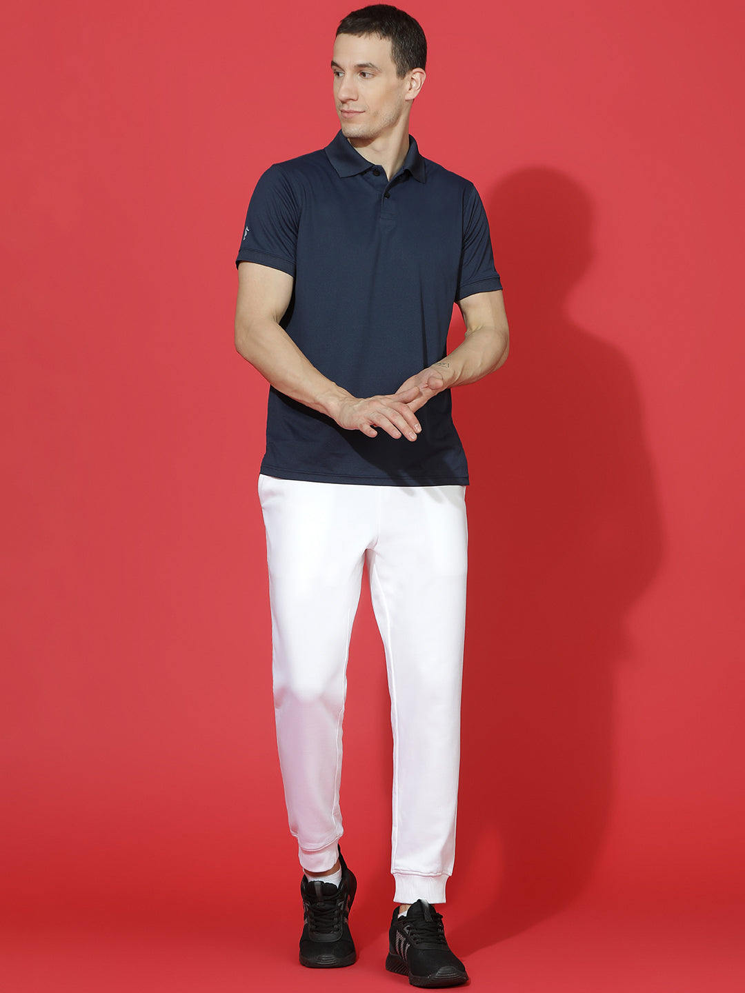 Dryfit Micro Polyester Textured Polo Neck Slim Fit Half Sleeve T-Shirt