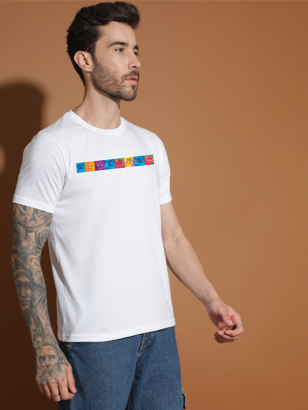 Breezer Tribe Men’s Cotton Jersey Half Sleeve Round Neck Regular Fit Printed Casual Tee