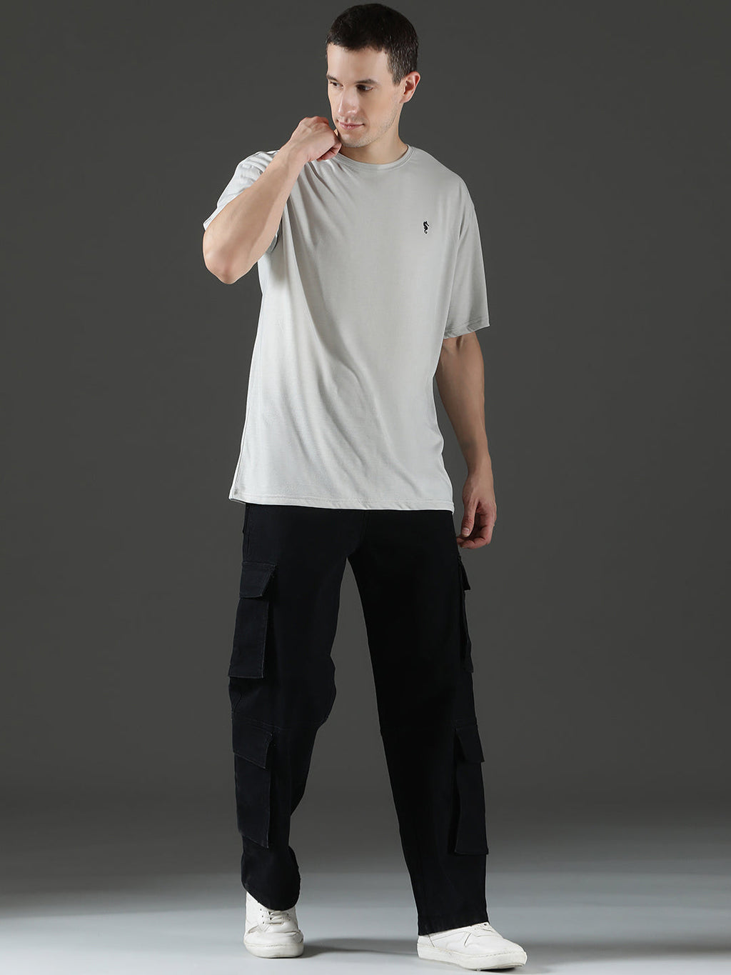 Single Jersey Oversized Round Neck Drop Shoulder Half Sleeve T-Shirt