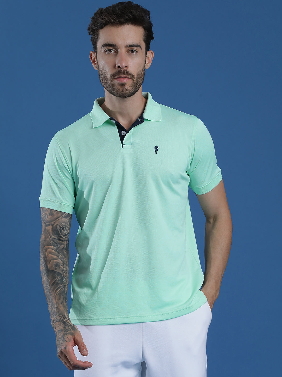 Dryfit Textured Structured Polo Neck Half Sleeve Casual T-Shirt