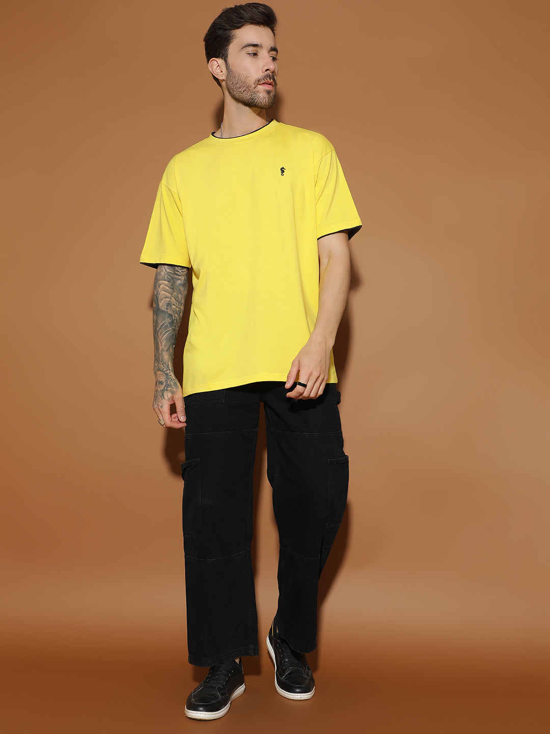 Single Jersey Oversized Round Neck Drop Shoulder Half Sleeve Casual T-Shirt