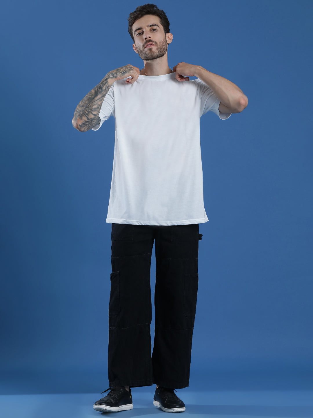 Single Jersey Oversized Round Neck Drop Shoulder Half Sleeve T-Shirt