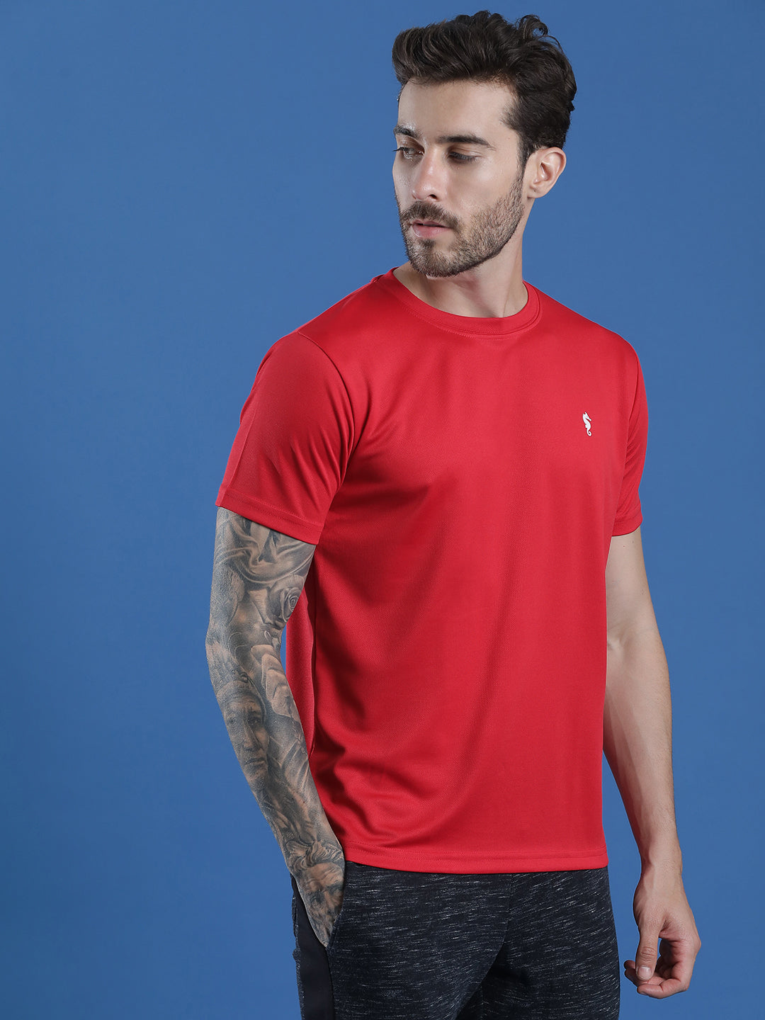 Slim Fit Half Sleeve Round Neck T-Shirt