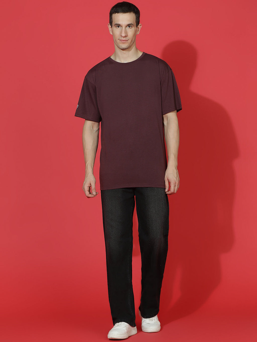 Single Jersey Oversized Round Neck Drop Shoulder Half Sleeve T-Shirt