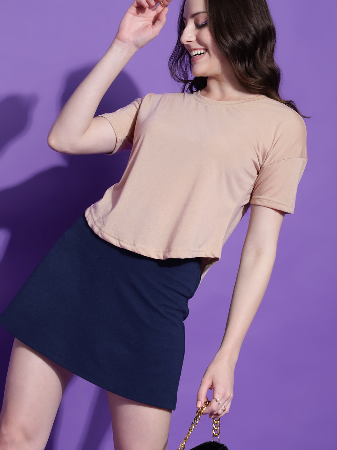 Round Neck Regular Fit Half Sleeve Crop Top T-shirt