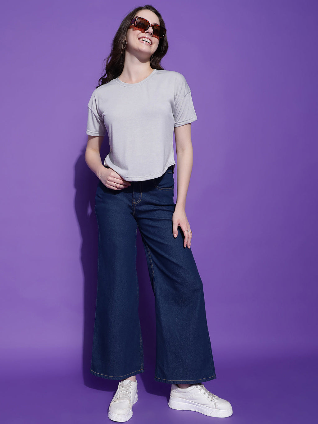 Round Neck Regular Fit Half Sleeve Crop Top T-shirt