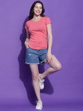 Round Neck Regular Fit Crop Top Half Sleeves T-Shirt