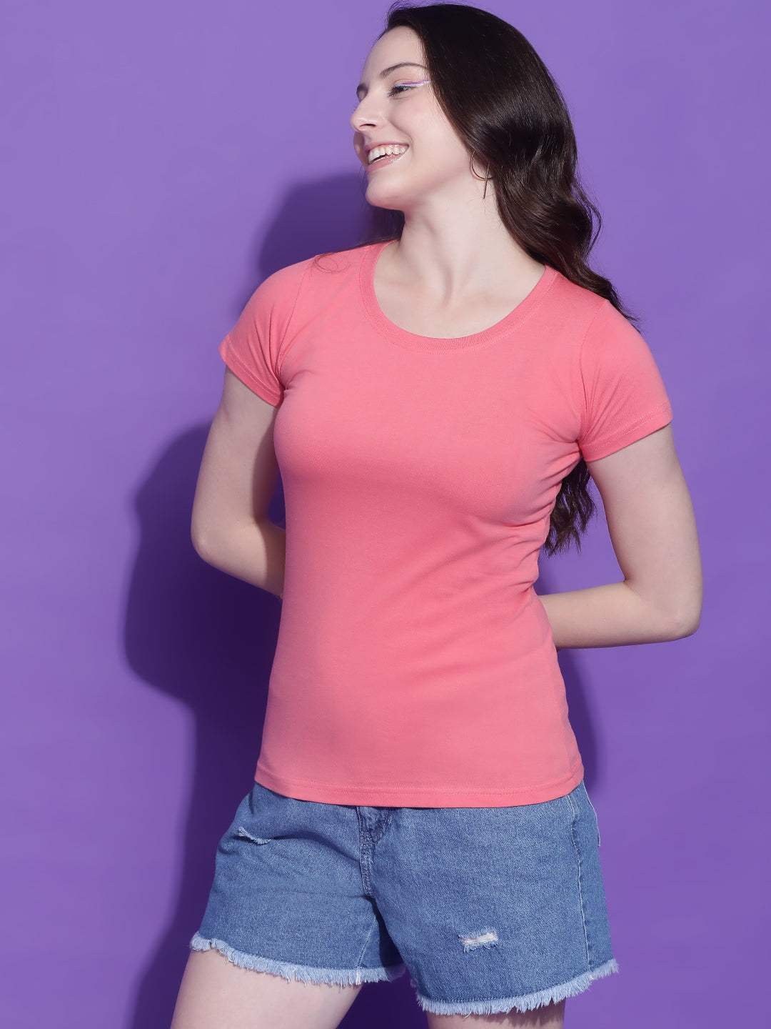 Round Neck Regular Fit Crop Top Half Sleeves T-Shirt