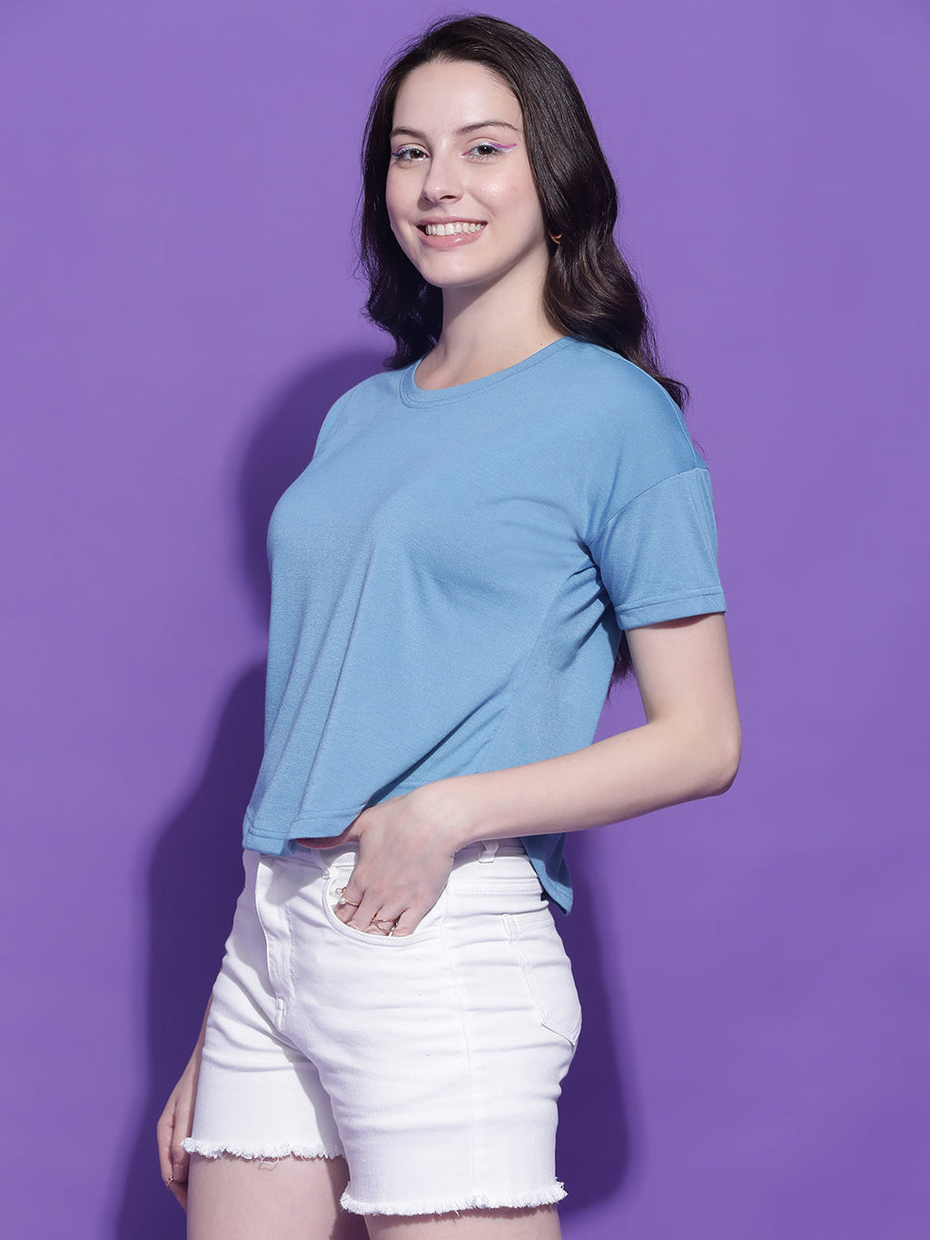 Round Neck Regular Fit Half Sleeve Crop Top T-shirt