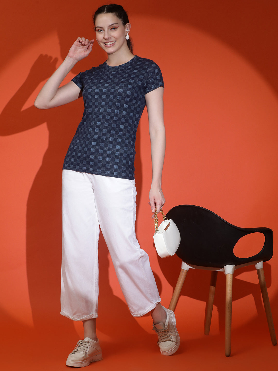Printed Round Neck Slim Fit Half Sleeve T-Shirt