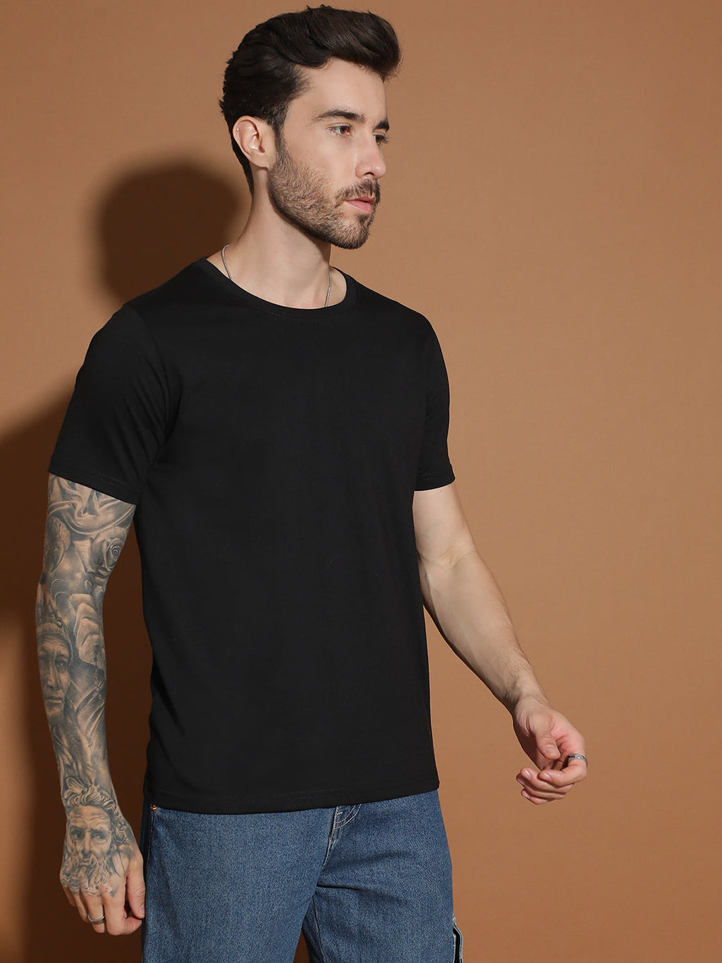 Single Jersey Round Neck Regular Fit Half Sleeve Casual T-Shirt