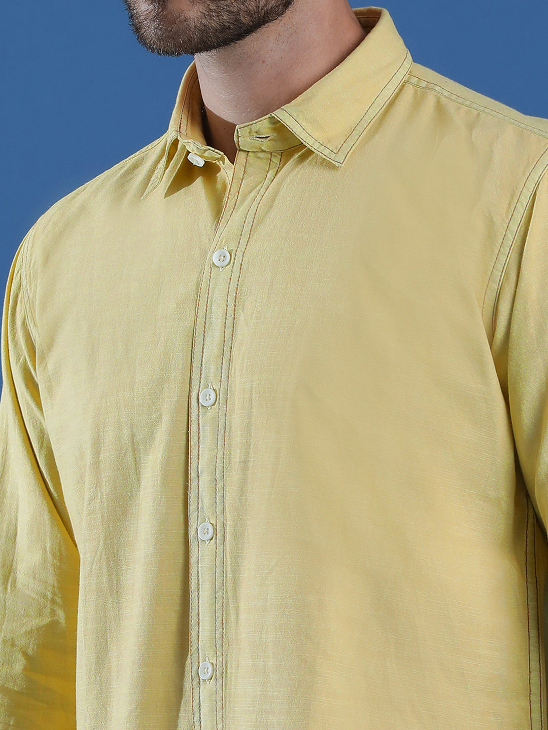 Denim Regular Fit Full Sleeve Cutaway Collar Casual Shirt