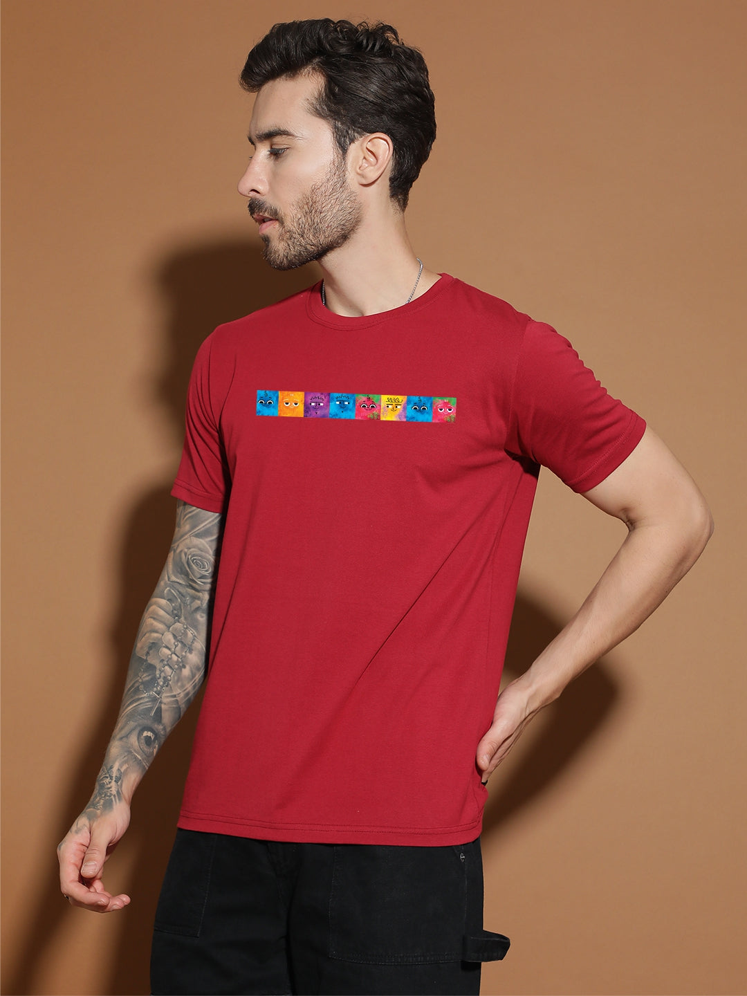 Breezer Tribe Men’s Cotton Jersey Half Sleeve Round Neck Regular Fit Printed Casual Tee