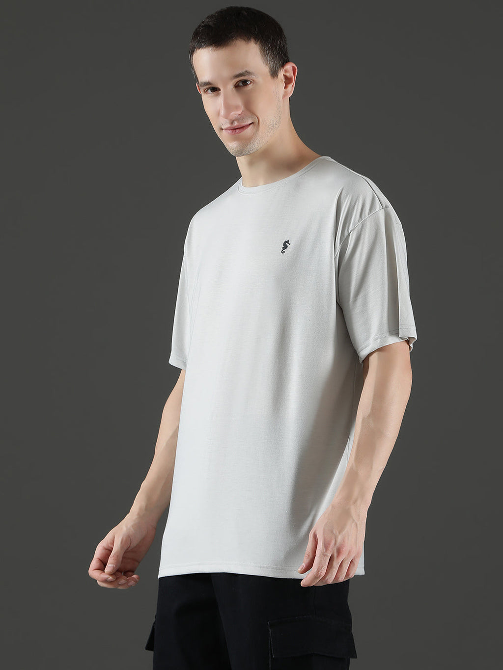 Single Jersey Oversized Round Neck Drop Shoulder Half Sleeve T-Shirt