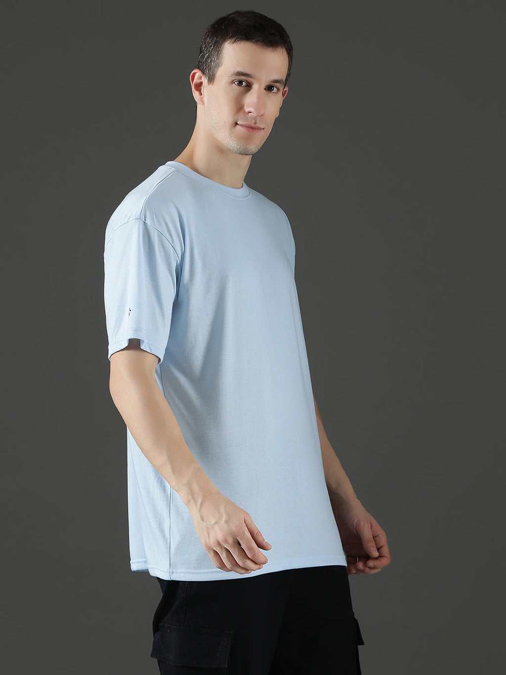 Single Jersey Oversized Round Neck Drop Shoulder Half Sleeve T-Shirt