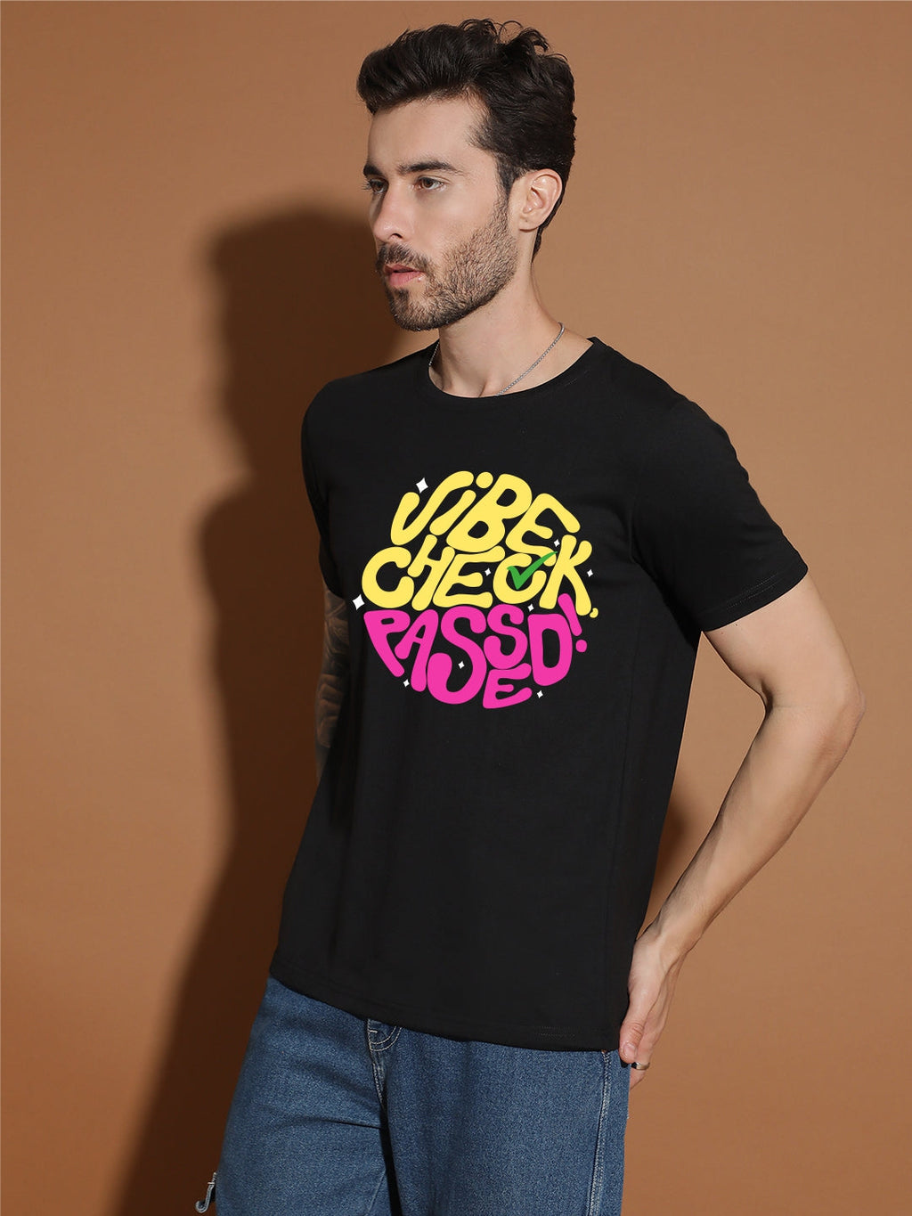 Breezer Tribe White Round Neck Cotton T-Shirt for Men | Regular Fit, Half Sleeves, Casual Printed Style