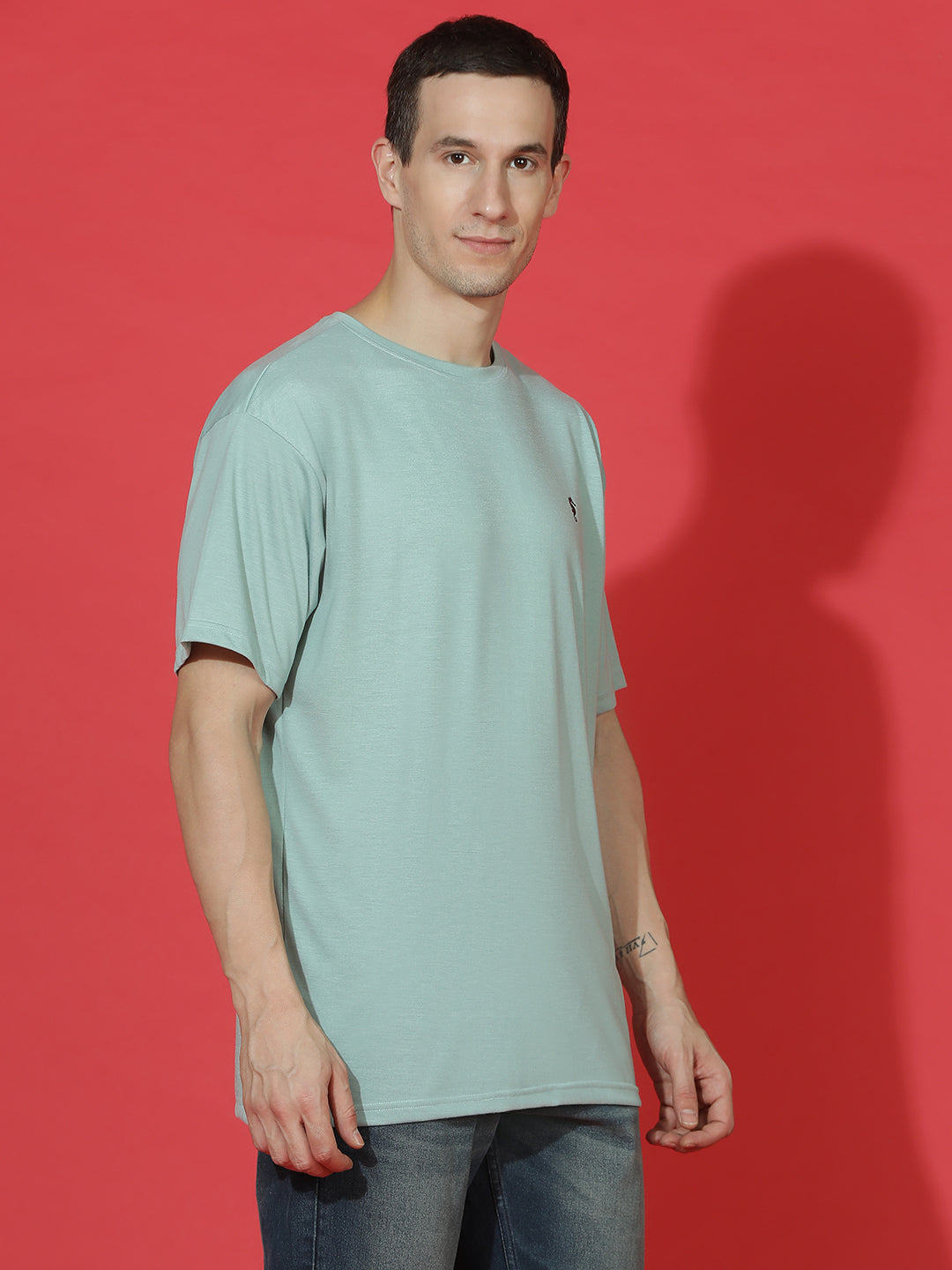 Single Jersey Oversized Round Neck Drop Shoulder Half Sleeve T-Shirt