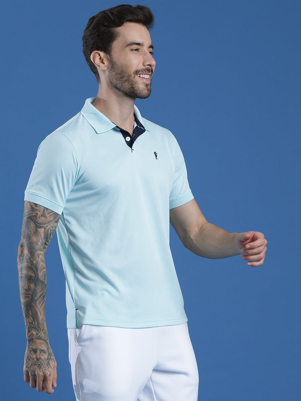 Dryfit Textured Structured Polo Neck Half Sleeve Casual T-Shirt