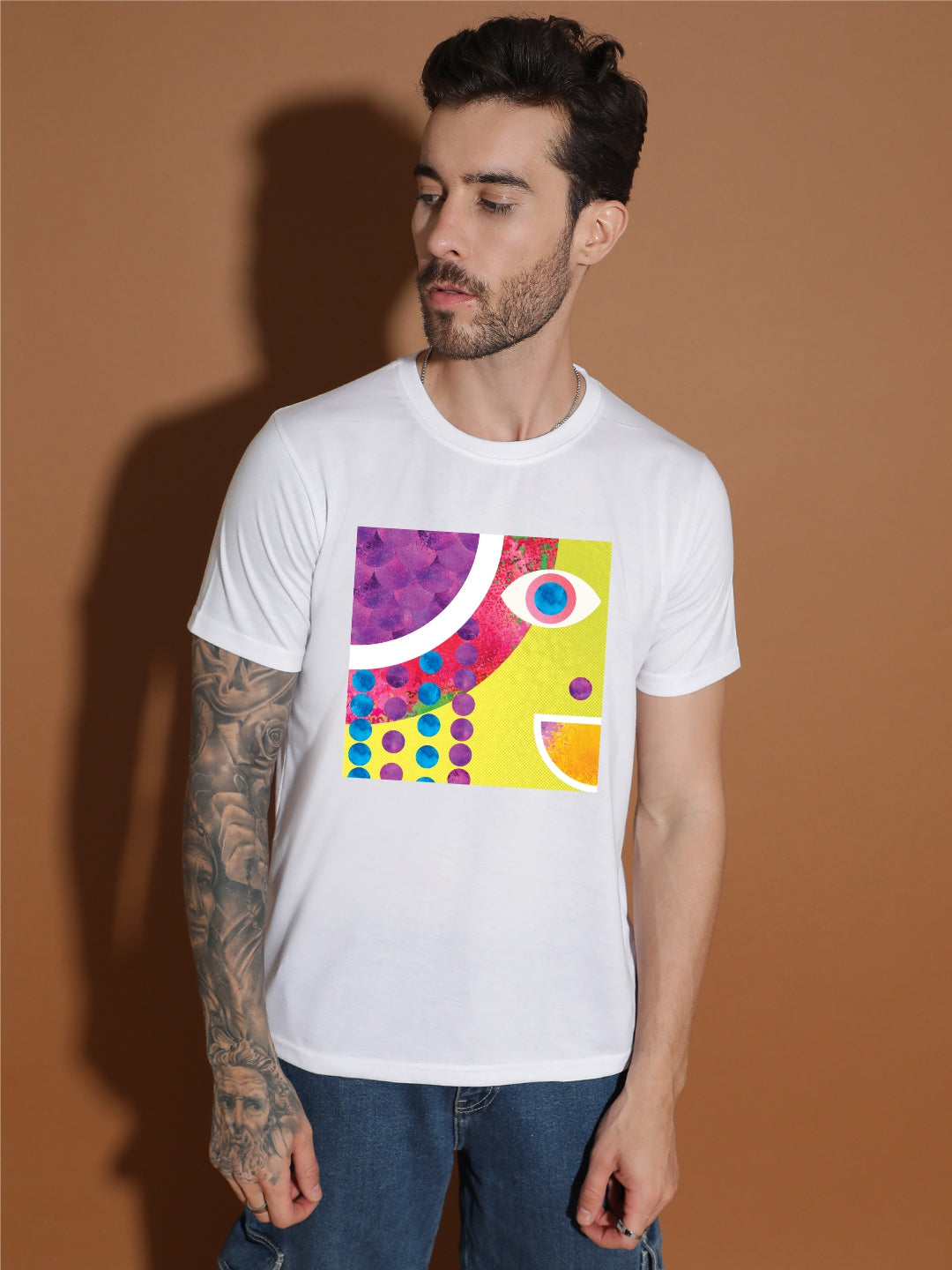 Breezer Tribe Cotton Printed Casual T-Shirt for Men | Round Neck, Half Sleeves, Regular Fit