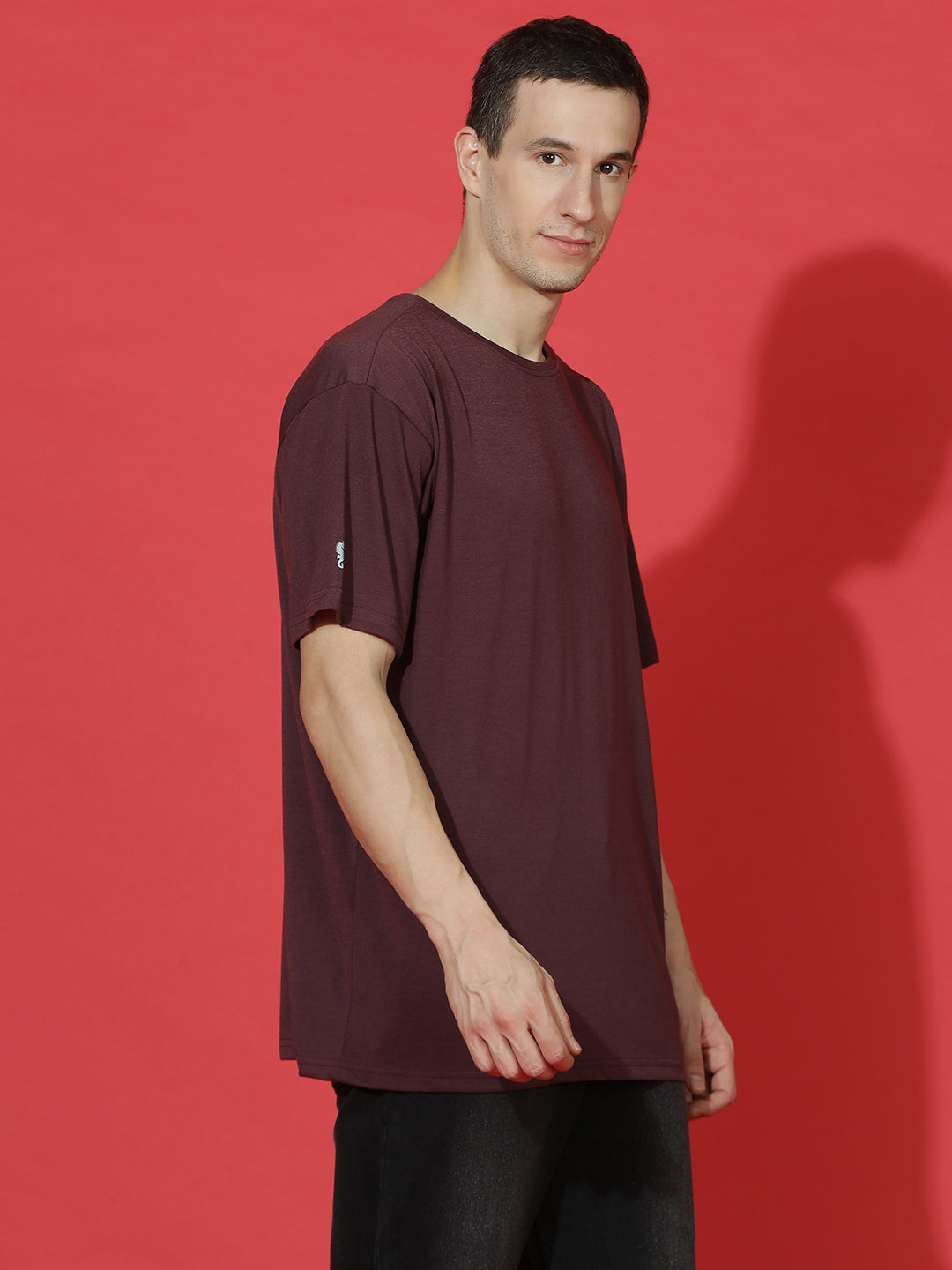 Single Jersey Oversized Round Neck Drop Shoulder Half Sleeve T-Shirt