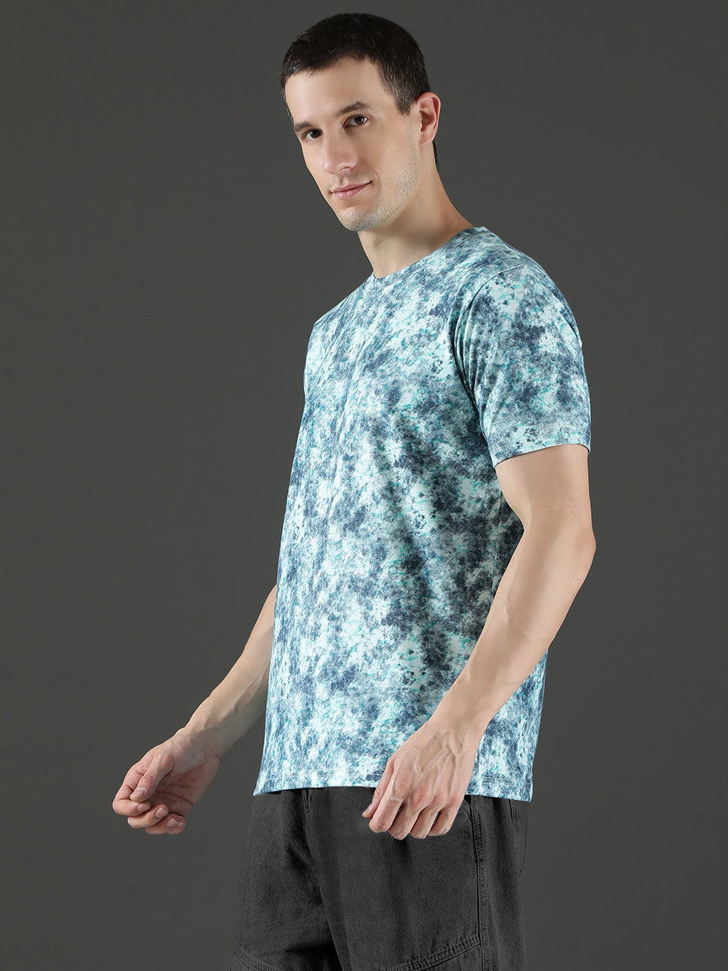 Single Jersey Round Neck Slim Fit Printed Half Sleeve T-Shirt