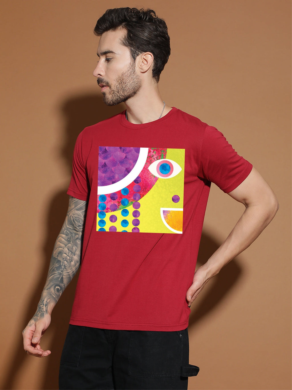 Breezer Tribe Cotton Printed Casual T-Shirt for Men | Round Neck, Half Sleeves, Regular Fit