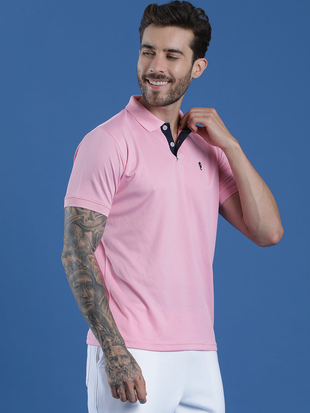 Dryfit Textured Structured Polo Neck Half Sleeve Casual T-Shirt