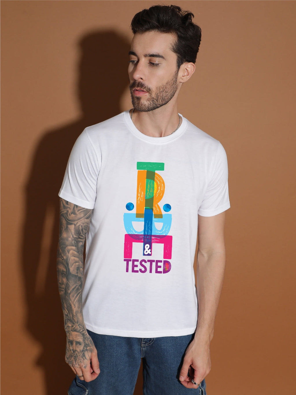 Breezer Tribe Men’s Cotton Single Jersey Round Neck Regular Fit Printed Half Sleeve Casual T-Shirt