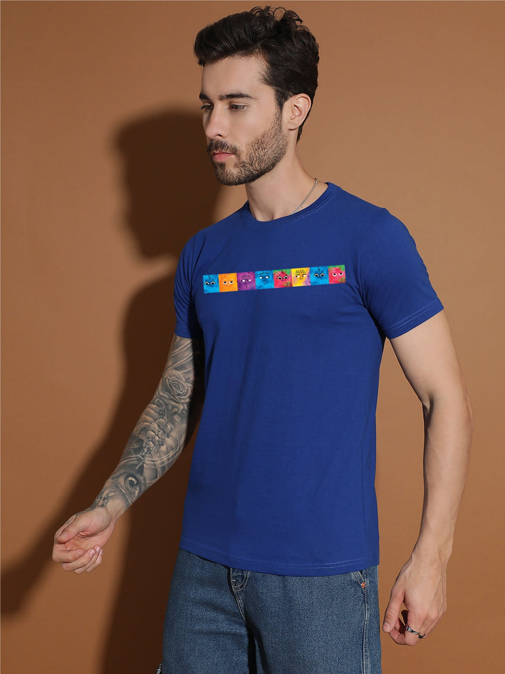 Breezer Tribe Men’s Cotton Jersey Half Sleeve Round Neck Regular Fit Printed Casual Tee