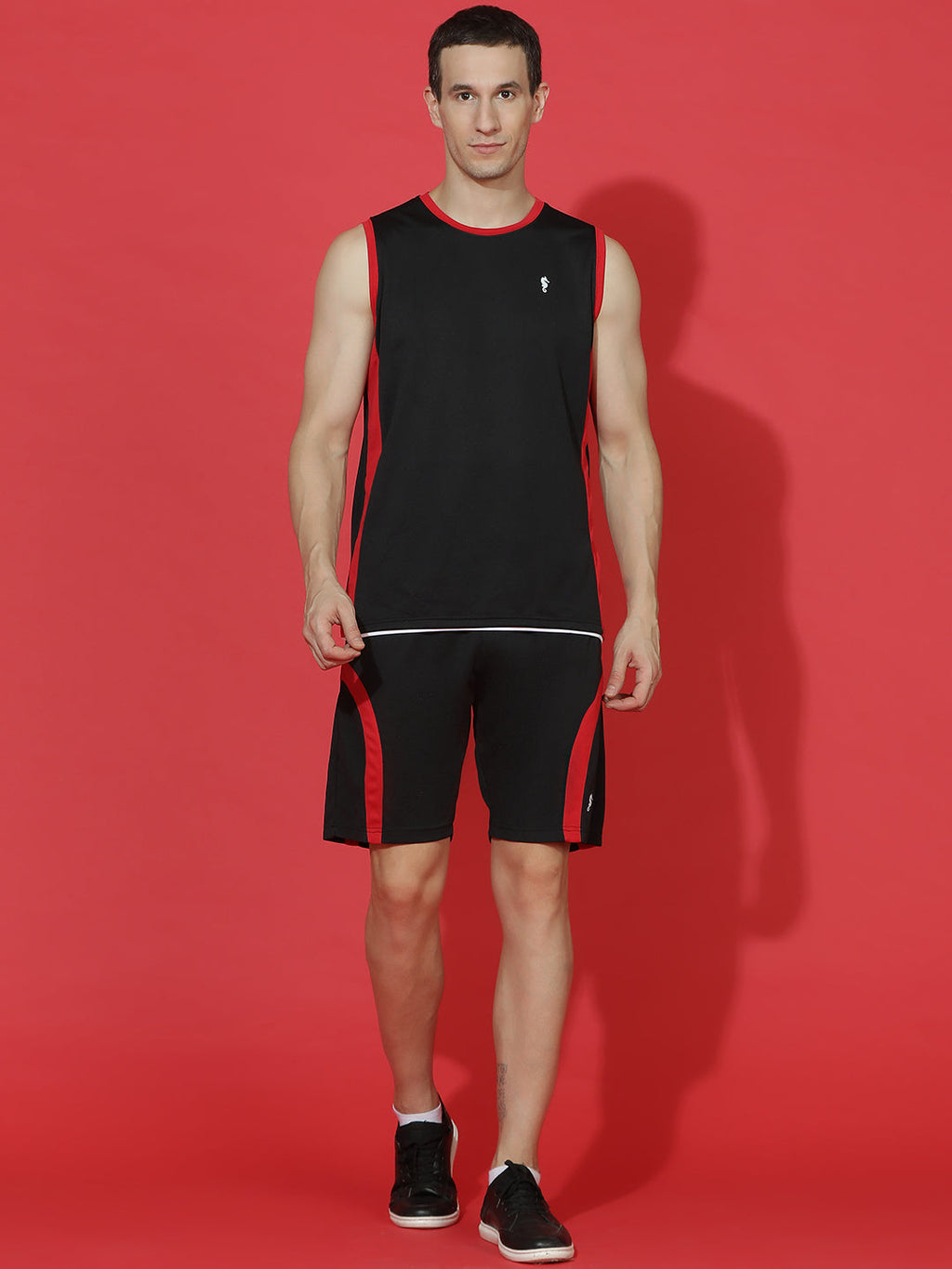 Sleeveless Round Neck Sweat Absorbing Slim Fit Co-Ord Set