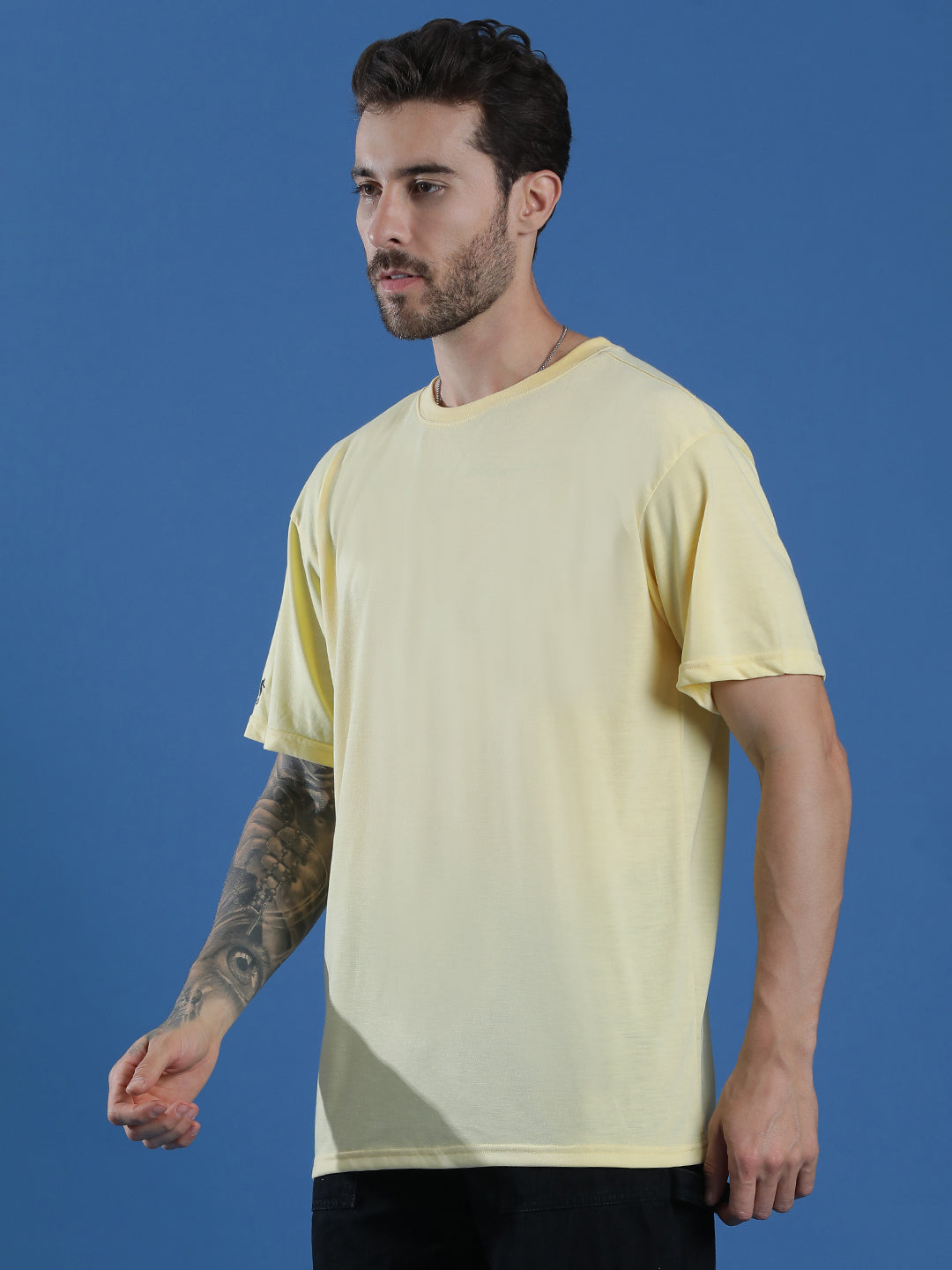 Single Jersey Oversized Round Neck Drop Shoulder Half Sleeve T-Shirt
