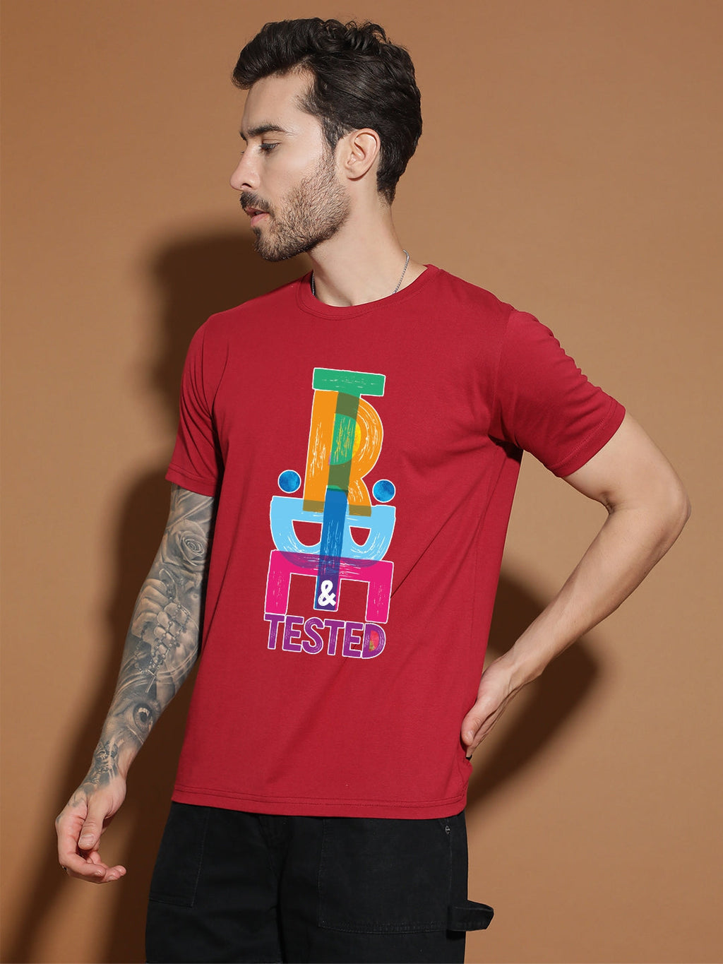Breezer Tribe Men’s Cotton Single Jersey Round Neck Regular Fit Printed Half Sleeve Casual T-Shirt
