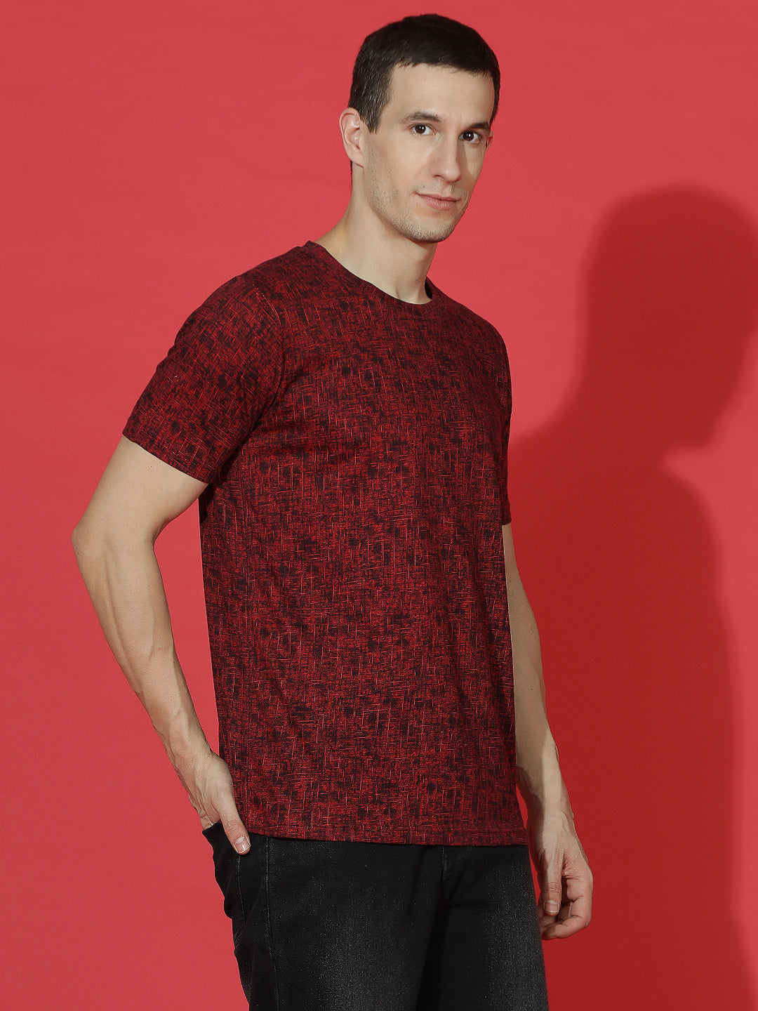 Single Jersey Round Neck Slim Fit Printed Half Sleeve T-Shirt