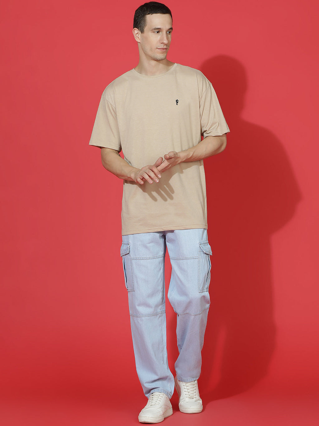 Single Jersey Oversized Round Neck Drop Shoulder Half Sleeve T-Shirt
