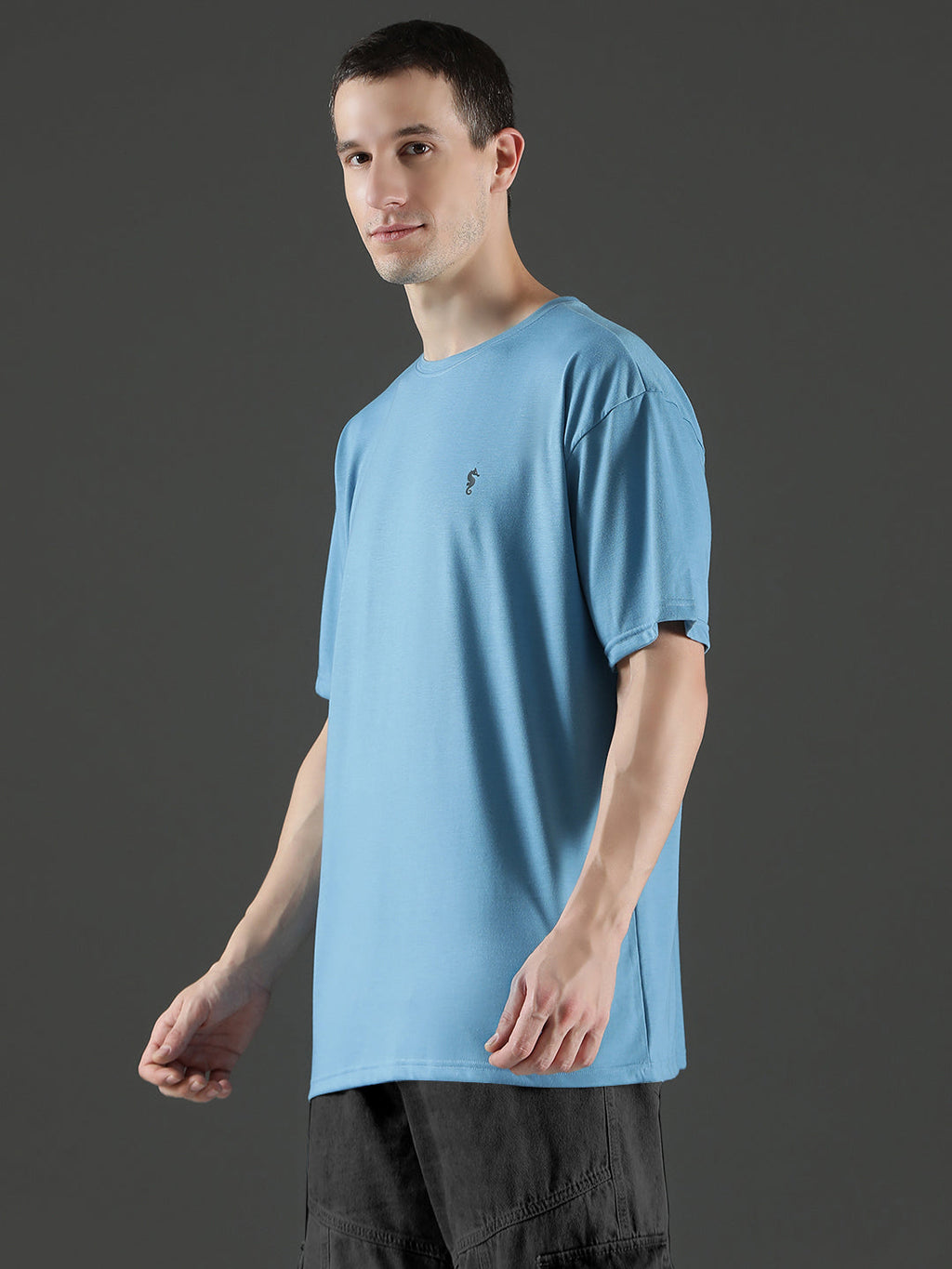Single Jersey Oversized Round Neck Drop Shoulder Half Sleeve T-Shirt